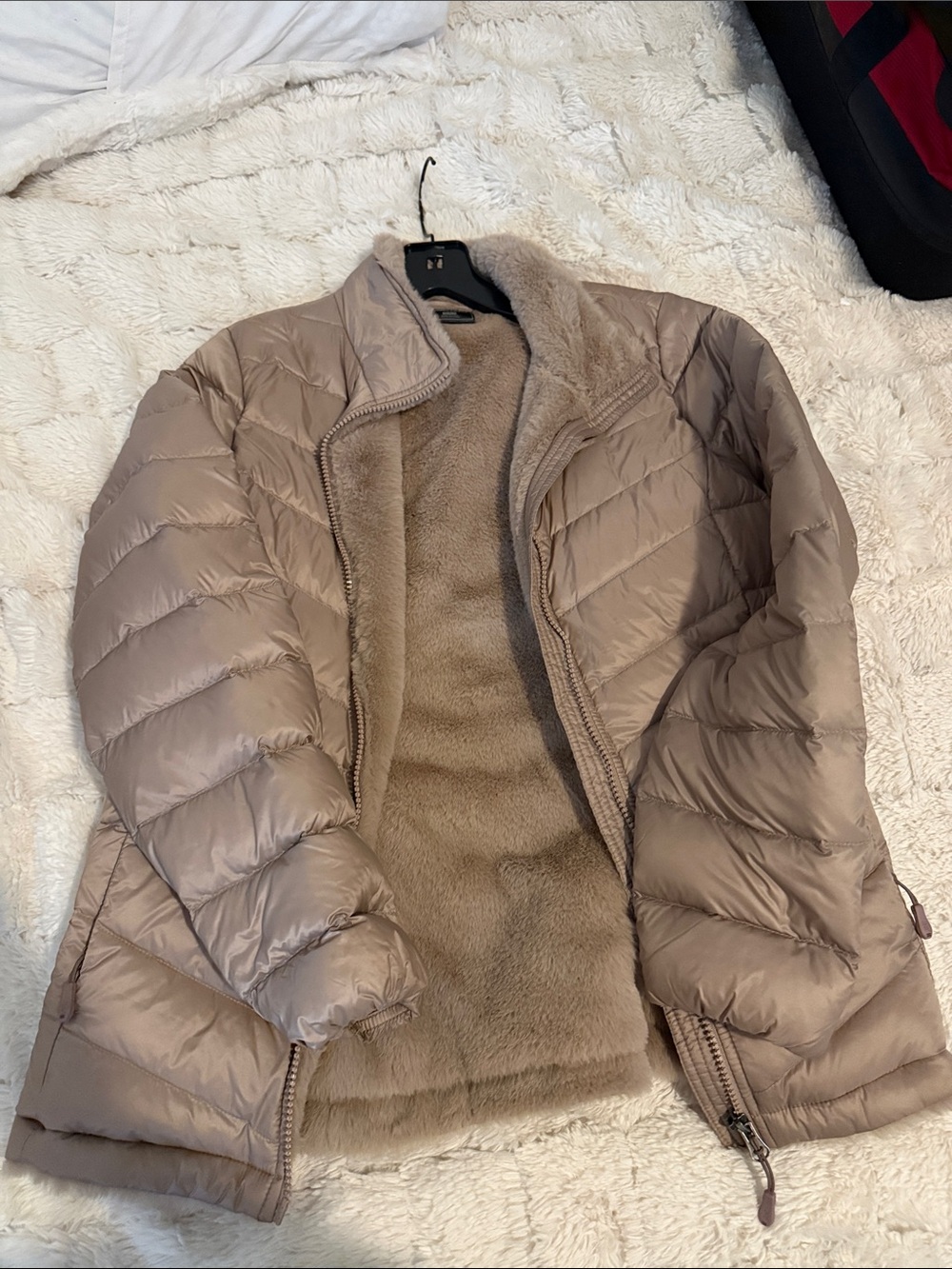 32 Degrees Taupe Quilted Reversible Puffer Jacket